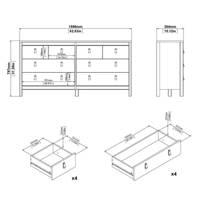 Madrid Double Dresser 4+4 Drawers - White
