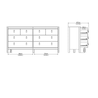 Madrid Double Dresser 4+4 Drawers - White