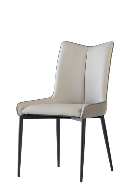 Naia Dining Chair Set of 2, Grey with Black Leg