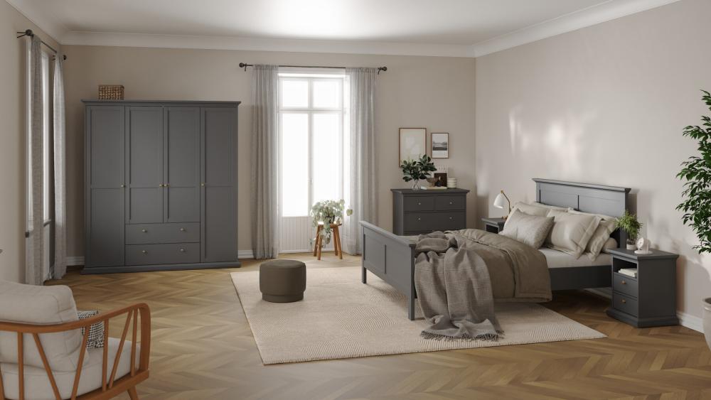 Paris 5 Piece Bedroom Set - King Size  - Grey