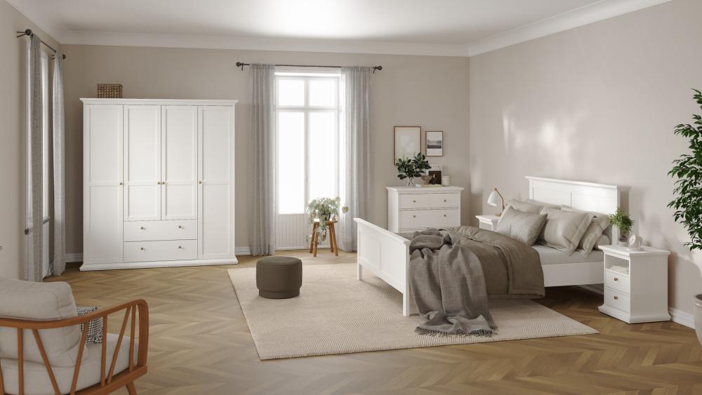 Paris 5 Piece Bedroom Set - King Size  - White