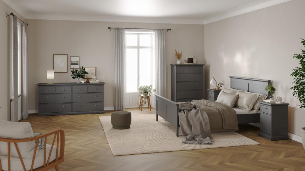 Paris 5 Piece Bedroom Set - King Size  - Grey