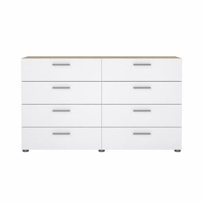 Pepe 8 Drawer Chest - Oak with White High Gloss