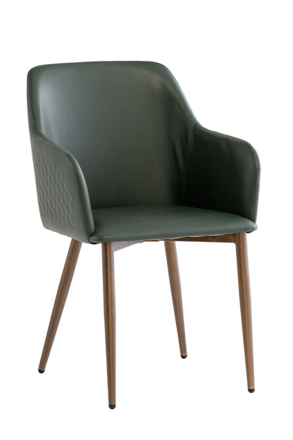 Redford Dale Dining Chair Set of 2, Dark Green with Brushed Brass Leg
