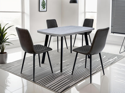 Roubine 1.2m Dining Table, Light Grey with Black Leg