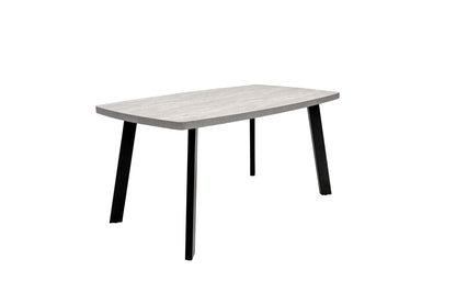 Roubine 1.6m Dining Table, Light Grey with Black Leg