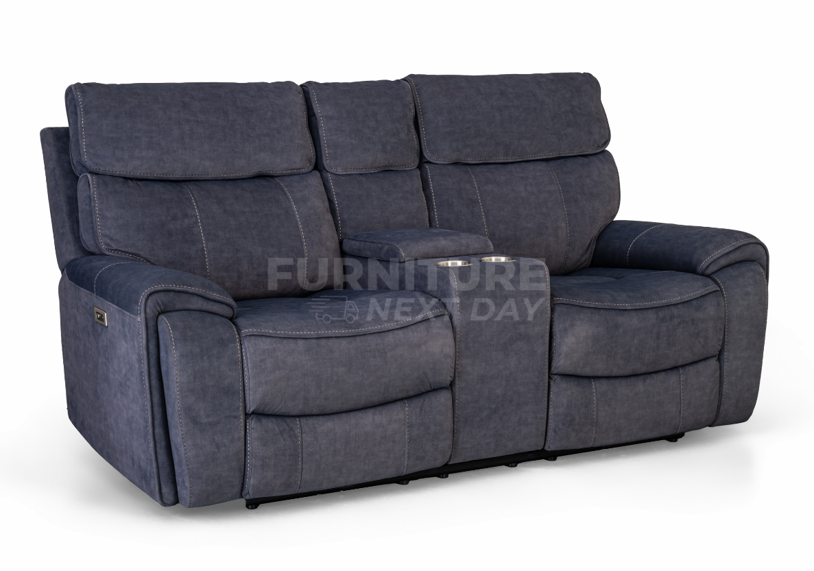 Springhill 2 Seater with Console Fabric Electric Recliner- Grey