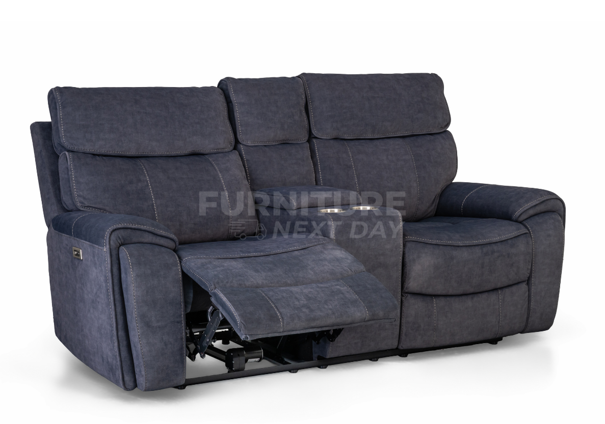 Springhill 2 Seater with Console Fabric Electric Recliner- Grey