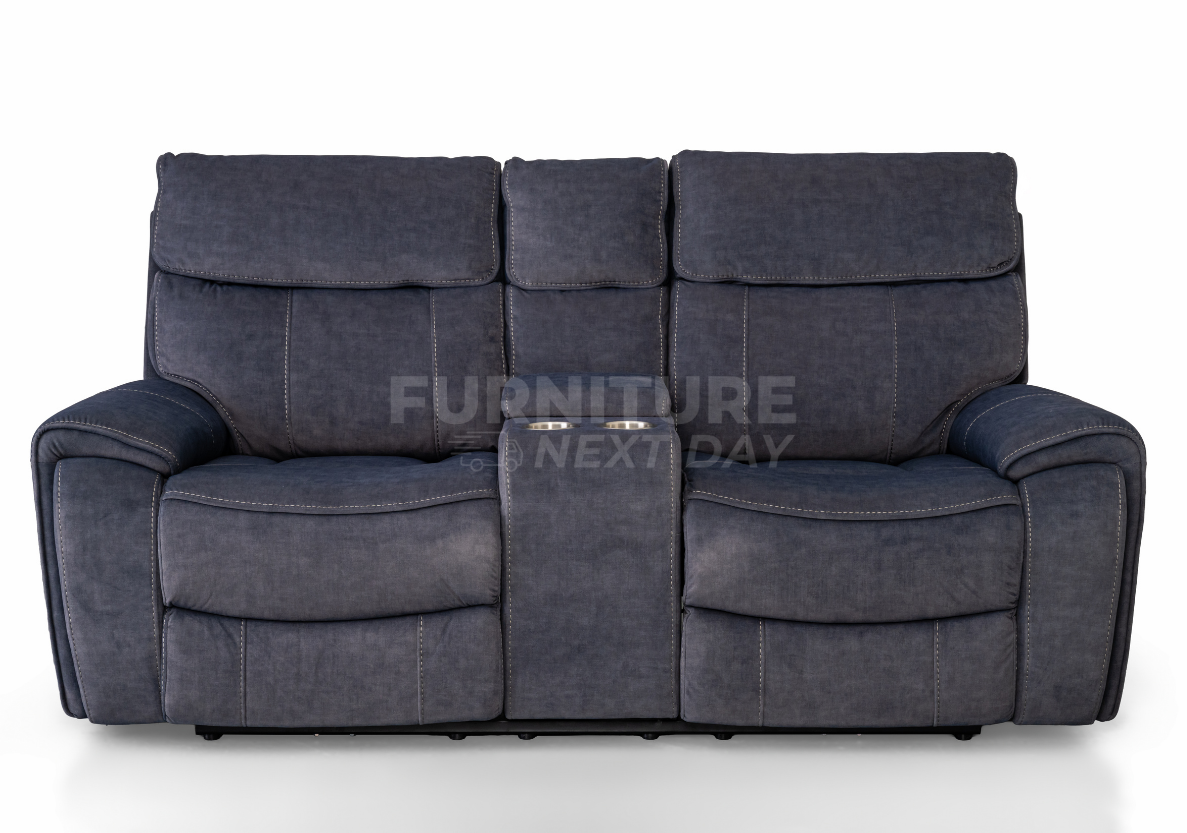 Springhill 2 Seater with Console Fabric Electric Recliner- Grey