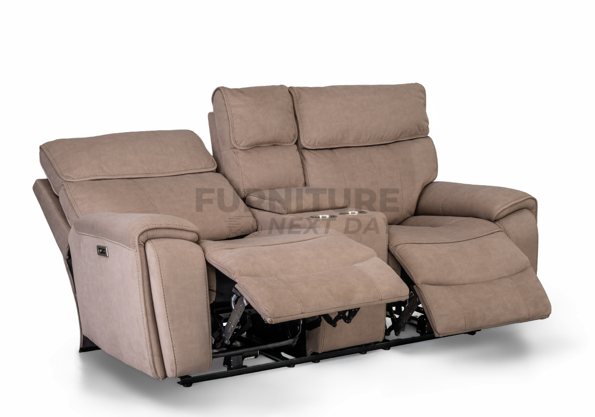Springhill 2 Seater with Console Fabric Electric Recliner- Beige