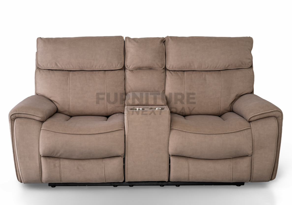 Springhill 2 Seater with Console Fabric Electric Recliner- Beige