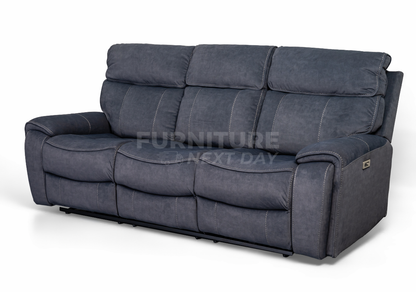 Springhill 3 Seater Fabric Electric Recliner- Grey