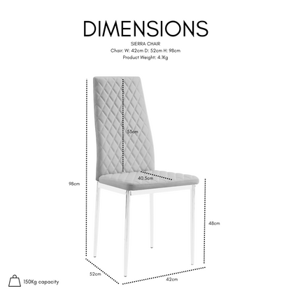 Lavina Silver Glass Table Dining Set with Dining Chairs