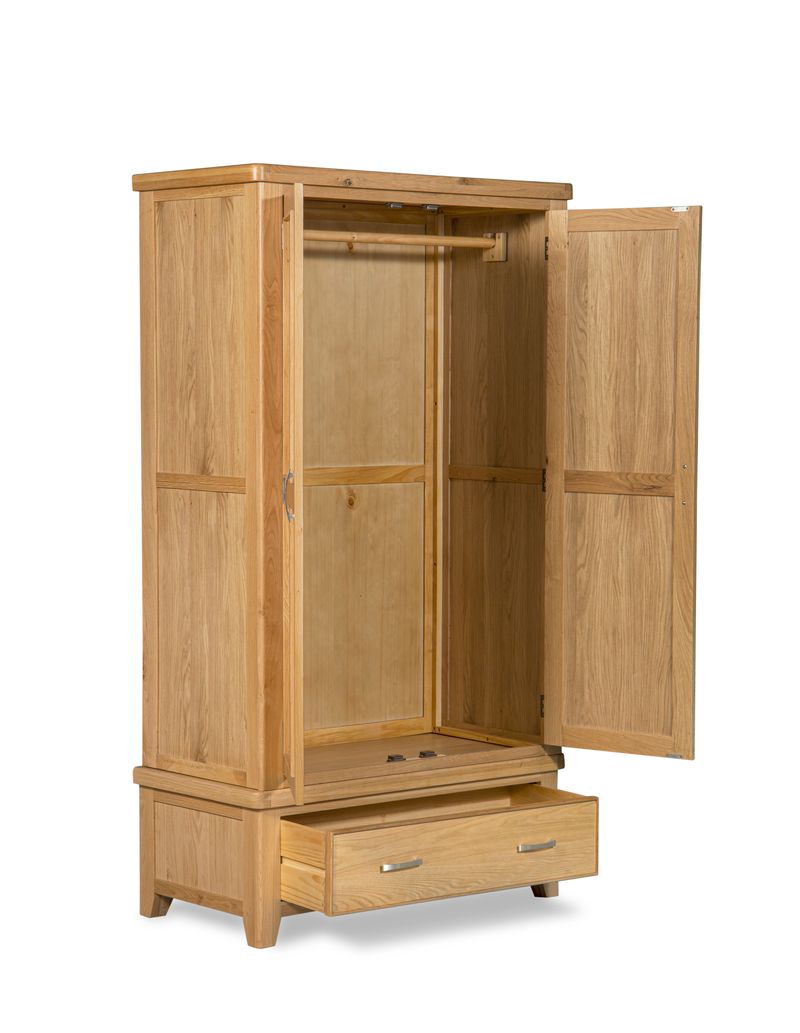 Sligo 2 Door 1 Drawer Wardrobe - Light Oak