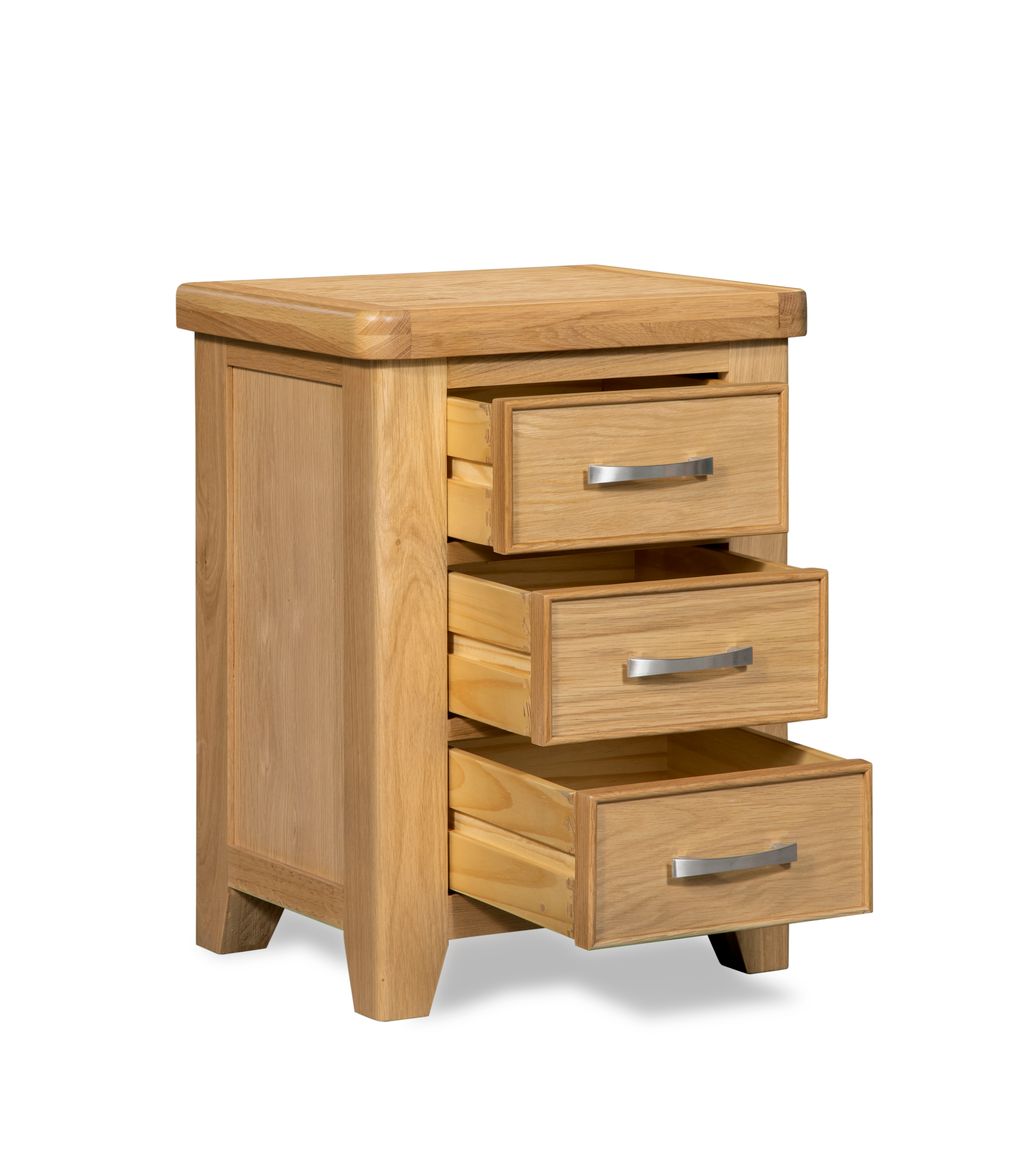 Sligo 3 Drawer Bedside - Light Oak