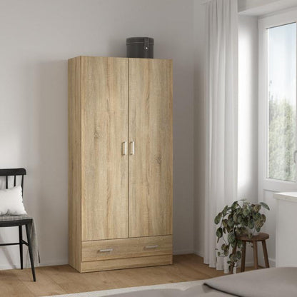 Space Wardrobe with 2 doors + 1 Drawer-Oak