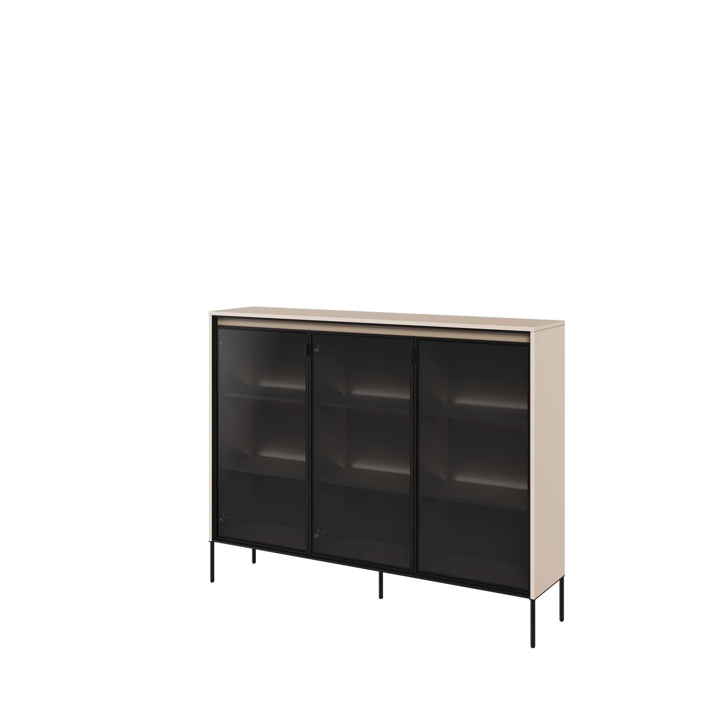 Taylor 3 Door Glass Display Sideboard Cabinet - Beige