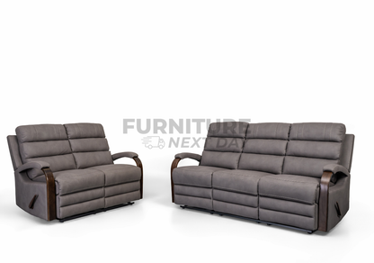 Tallaght 3+2 Fabric Manual Recliner - Grey