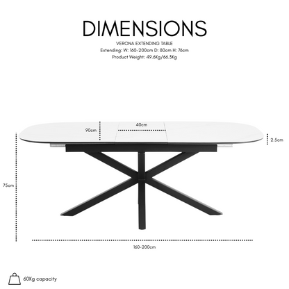 Vero Sintered Stone Ceramic Extending Table Dining Set with Dining Chairs