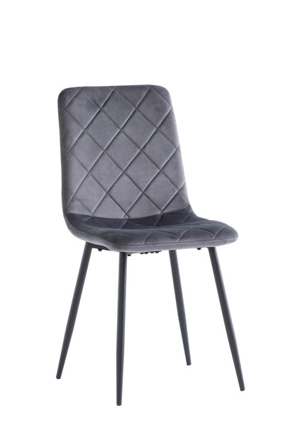 Bruno Dining Chair Set of 2, Grey Velvet with Black Leg