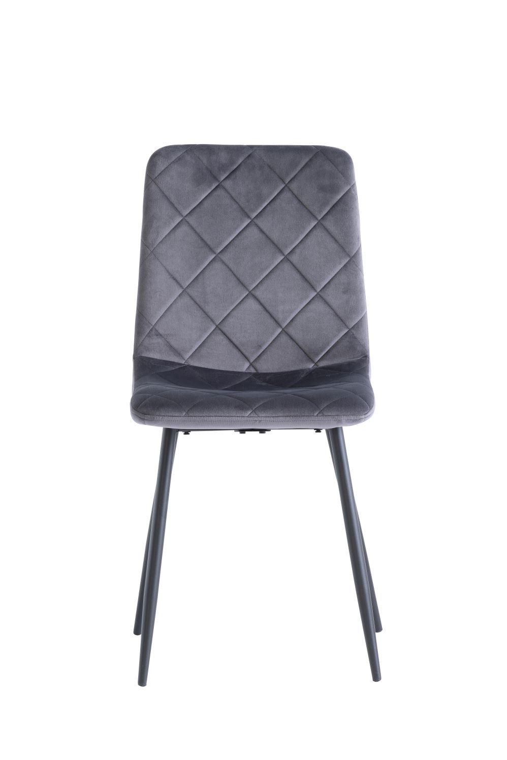 Bruno Dining Chair Set of 2, Grey Velvet with Black Leg