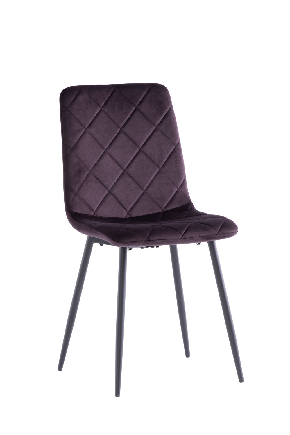 Bruno Dining Chair Set of 2, Aubergine with Black Leg