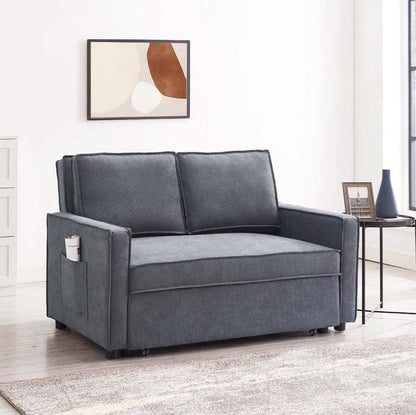 Sandhurst 2 Seater Linen Fabric Pull Out Sofa Bed - Dark Grey