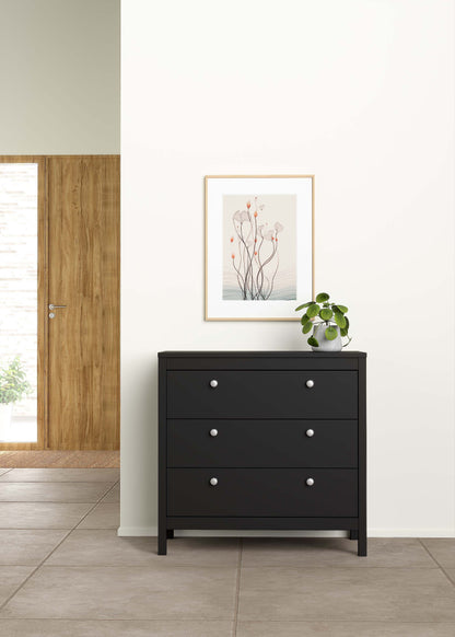 Madrid 3 Drawer Chest - Black
