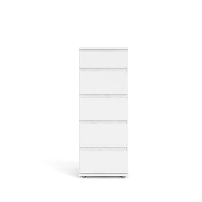 Nova Narrow Chest of 5 Drawers- White