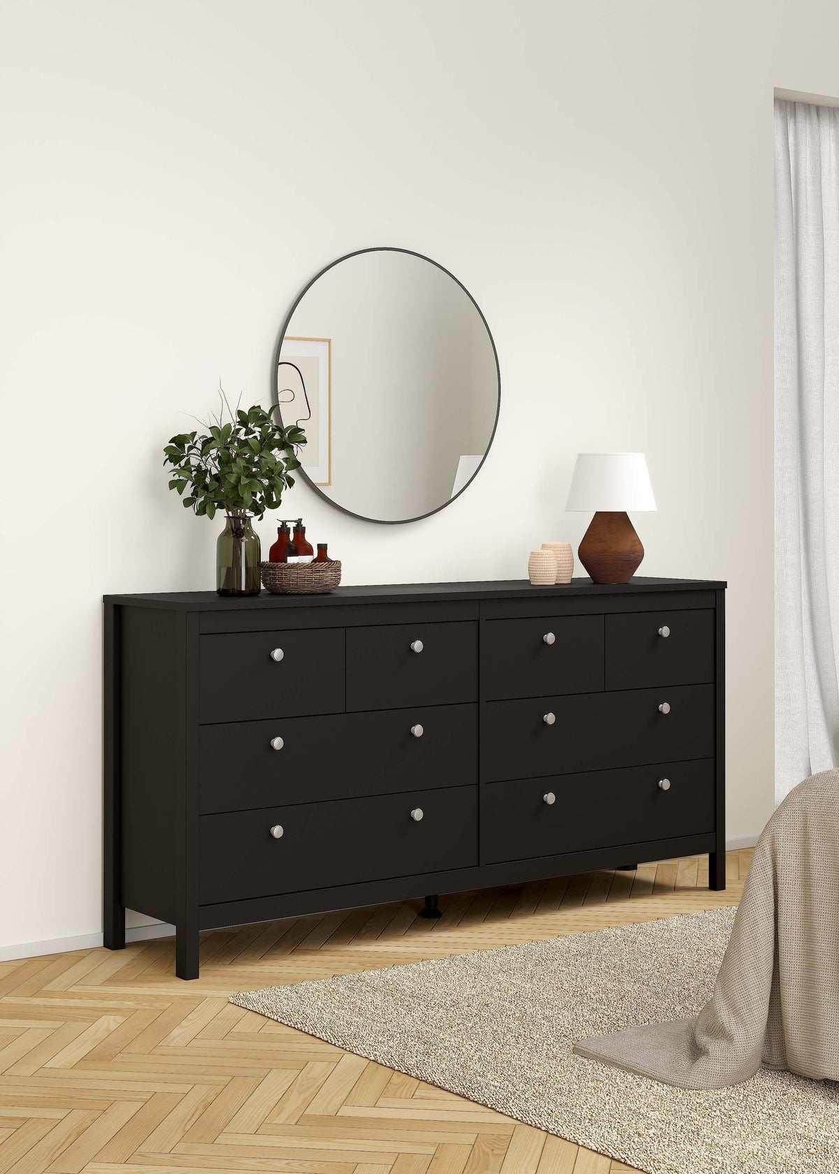 Madrid Double Dresser 4+4 Drawers - Black