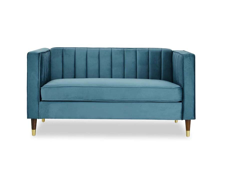 Griffen 2 Seater Fabric Sofa - Blue Velvet