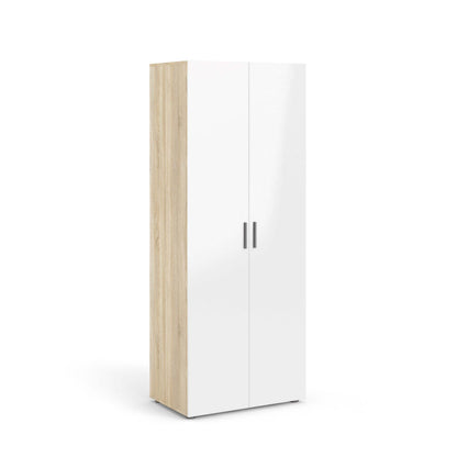 Pepe Wardrobe with 2 Doors - Oak effect with white high gloss