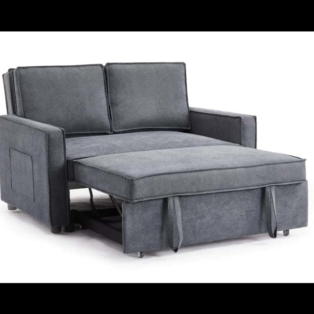 Sandhurst 2 Seater Linen Fabric Pull Out Sofa Bed - Dark Grey
