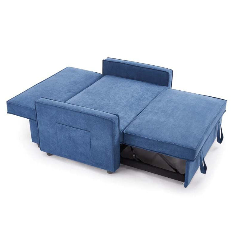 Sandhurst 2 Seater Pull Out Sofa Bed Linen Fabric- Blue