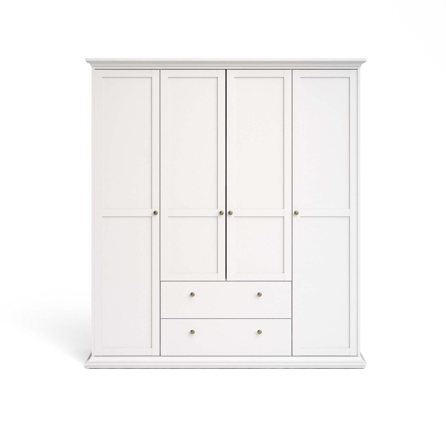 Paris Wardrobe with 4 Doors 2 Drawers - White