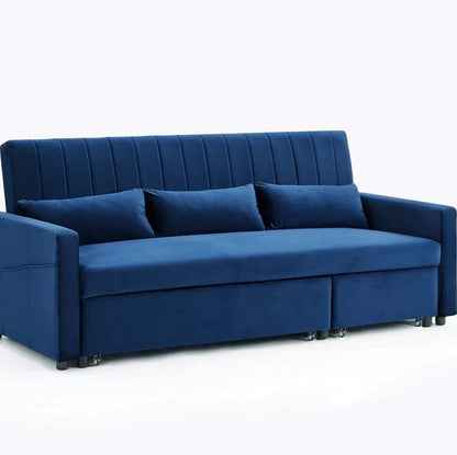 Anglia 3 Seater Storage Sofa Bed - Blue Velvet