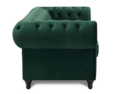 Harper Chesterfield 2 Seater Fabric Sofa - Pleat Green Velvet