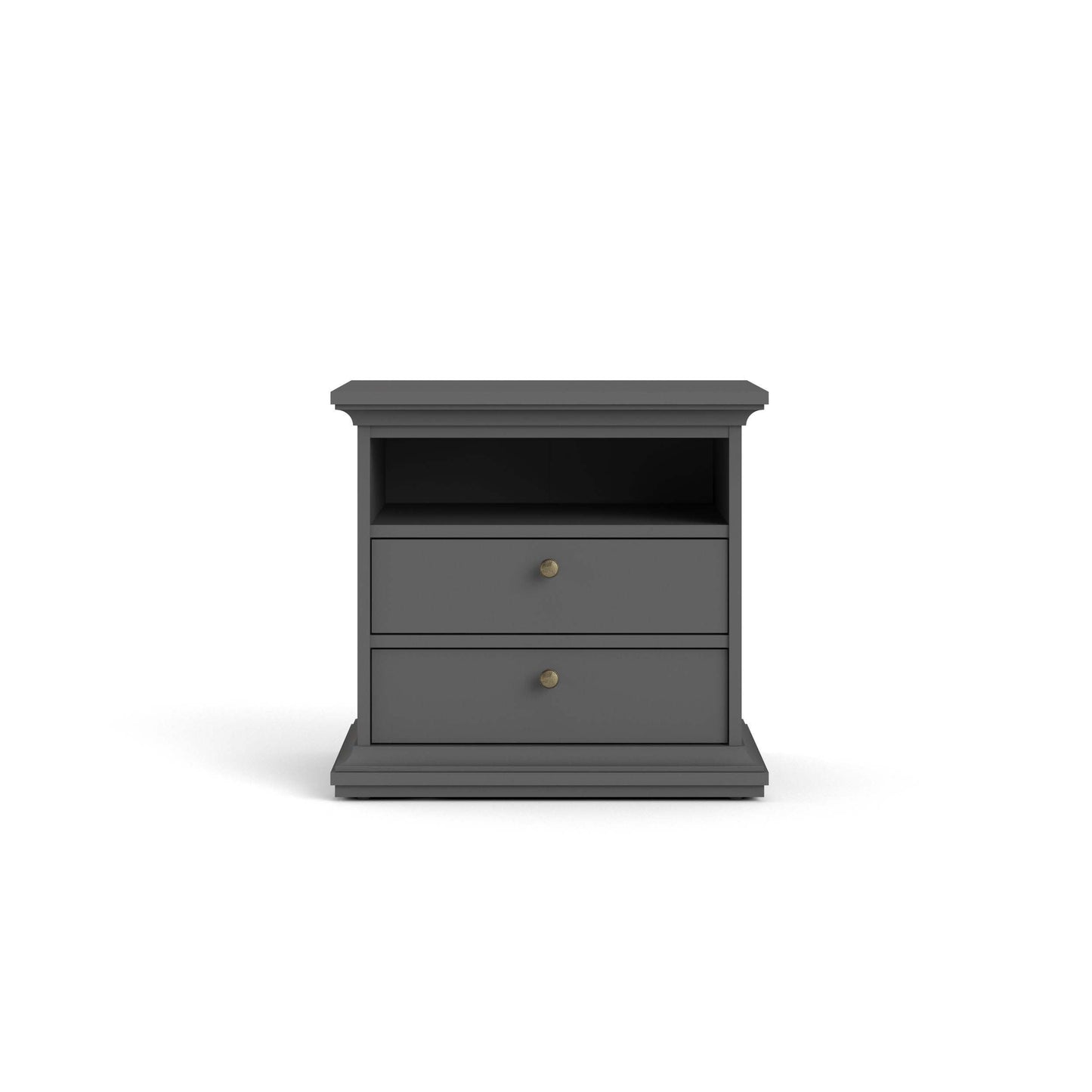 Paris Large Bedside with 2 Drawers - Grey