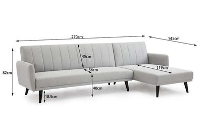 Ethan L Shape Fabric Sofa Bed - Light Grey