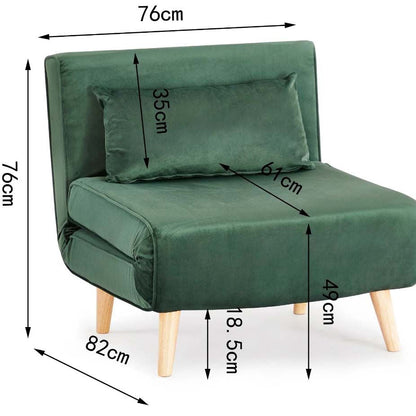 Valley Single Futon Sofa Bed - Green Velvet