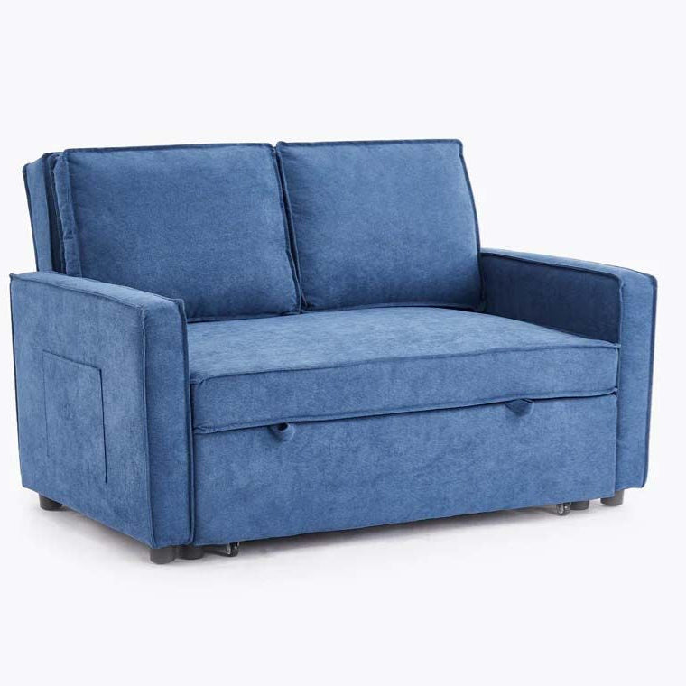 Sandhurst 2 Seater Pull Out Sofa Bed Linen Fabric- Blue