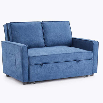 Sandhurst 2 Seater Pull Out Sofa Bed Linen Fabric- Blue