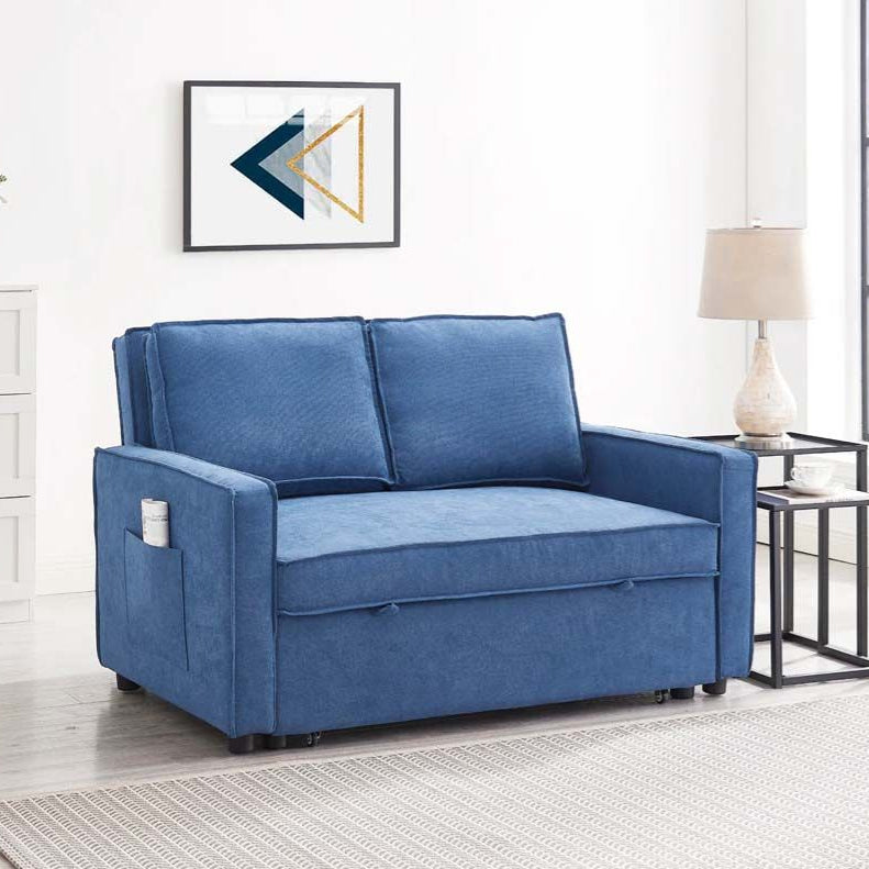 Sandhurst 2 Seater Pull Out Sofa Bed Linen Fabric- Blue