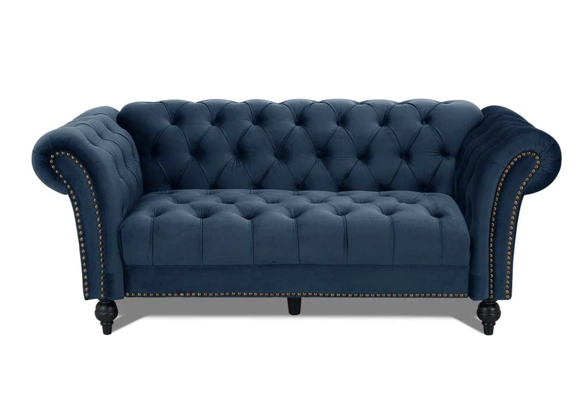 Emma Velvet 3 Seater Fabric Sofa - Midnight Blue