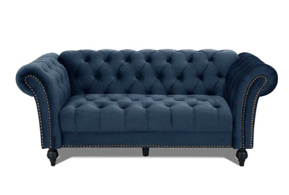 Emma Velvet 3 Seater Fabric Sofa - Midnight Blue