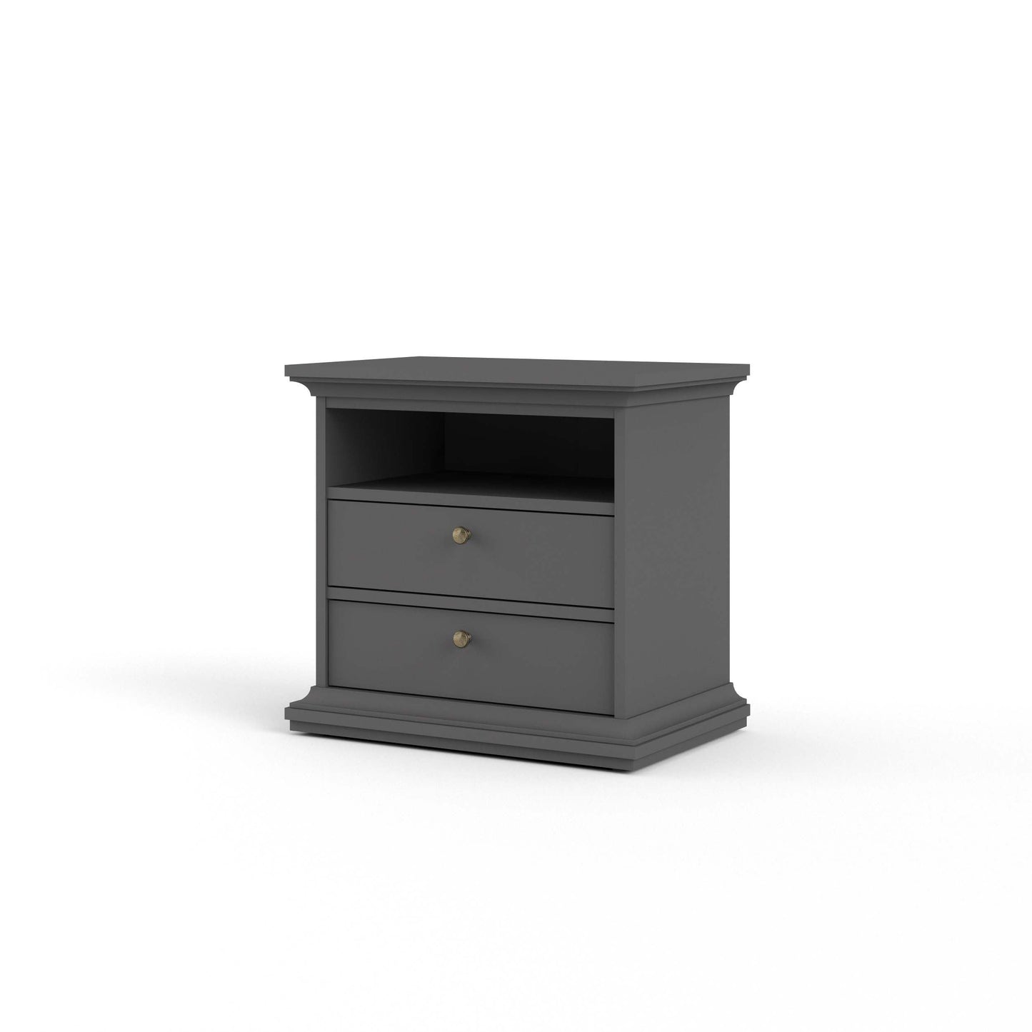 Paris Large Bedside with 2 Drawers - Grey