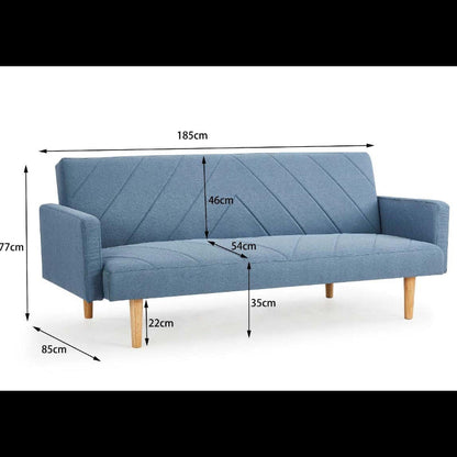 Alexs 3 Seater Fabric Clic-Clac Sofa Bed - Blue Chevron Design