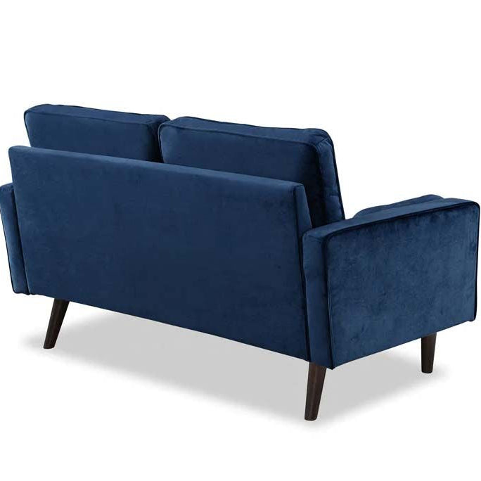 Anya 2 Seater Velvet Upholstered Cushion Sofa - Blue