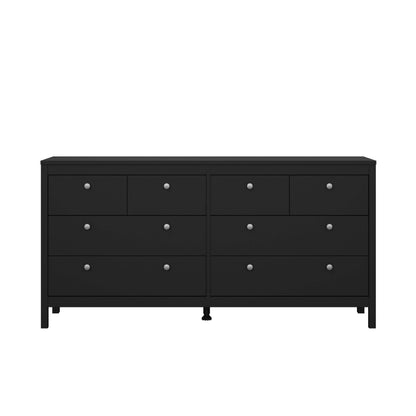 Madrid Double Dresser 4+4 Drawers - Black