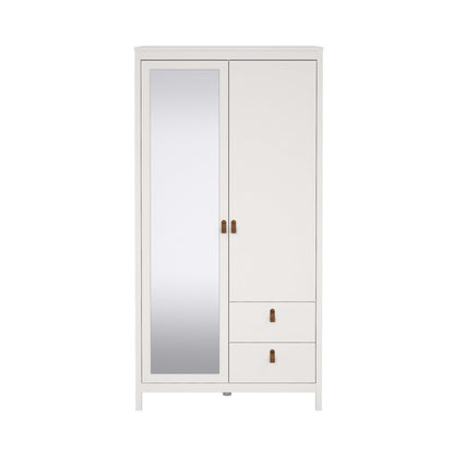 Madrid Wardrobe with 1 Plain door 1 mirror door and 2 drawers - White